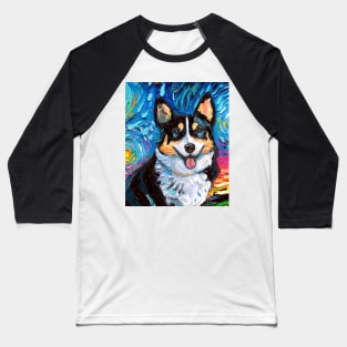 Tri Color Corgi Night (Portrait) Baseball T-Shirt